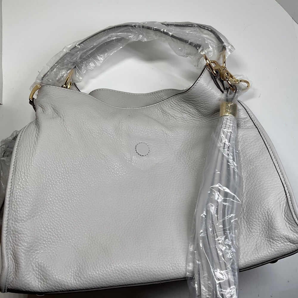 GILI Pebble Leather Hobo Bag Off-White Gold Hardware Adjustable Straps NEW - Picture 15 of 15